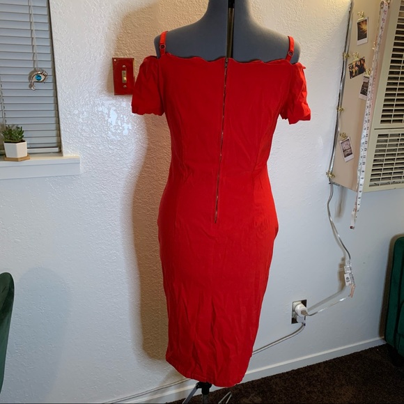 Tatyana Red Wiggle Bardot Dress - Picture 2 of 10